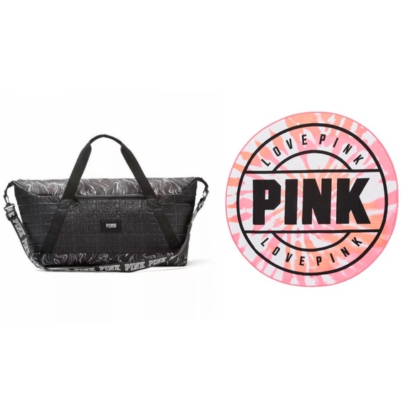 PINK Victoria's Secret Handbags - NWT VS PINK Duffle Bag & Round Beach Towel Bundle